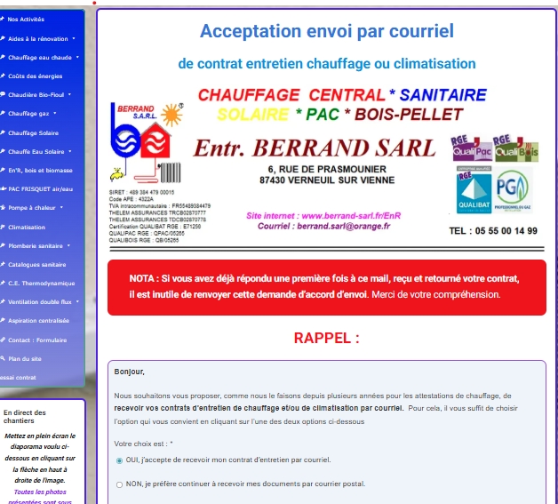 Les contrats que nous vous envoyons par courriel