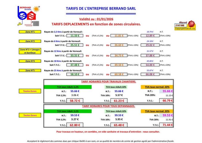 Tarifs entreprise 