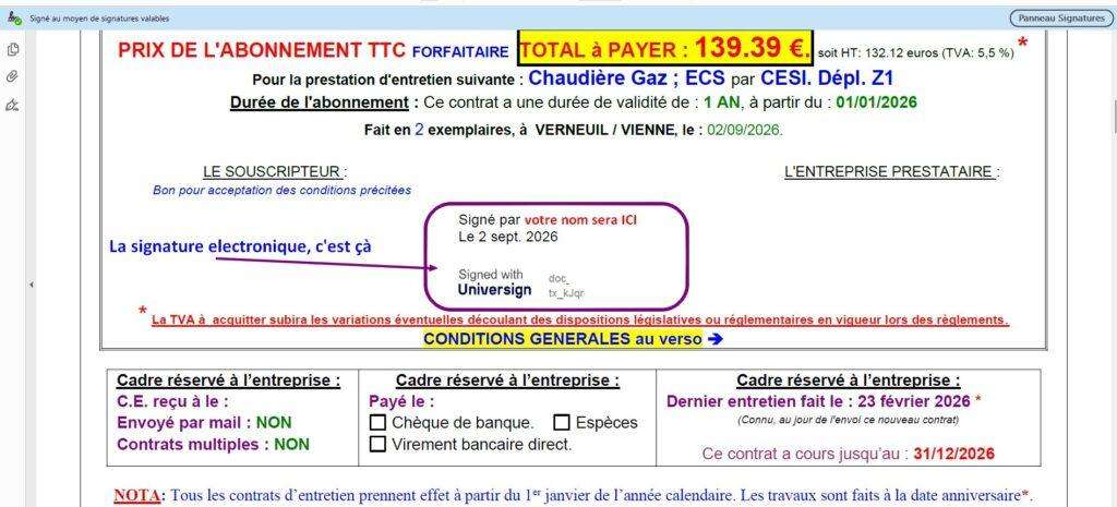 Signature apposée