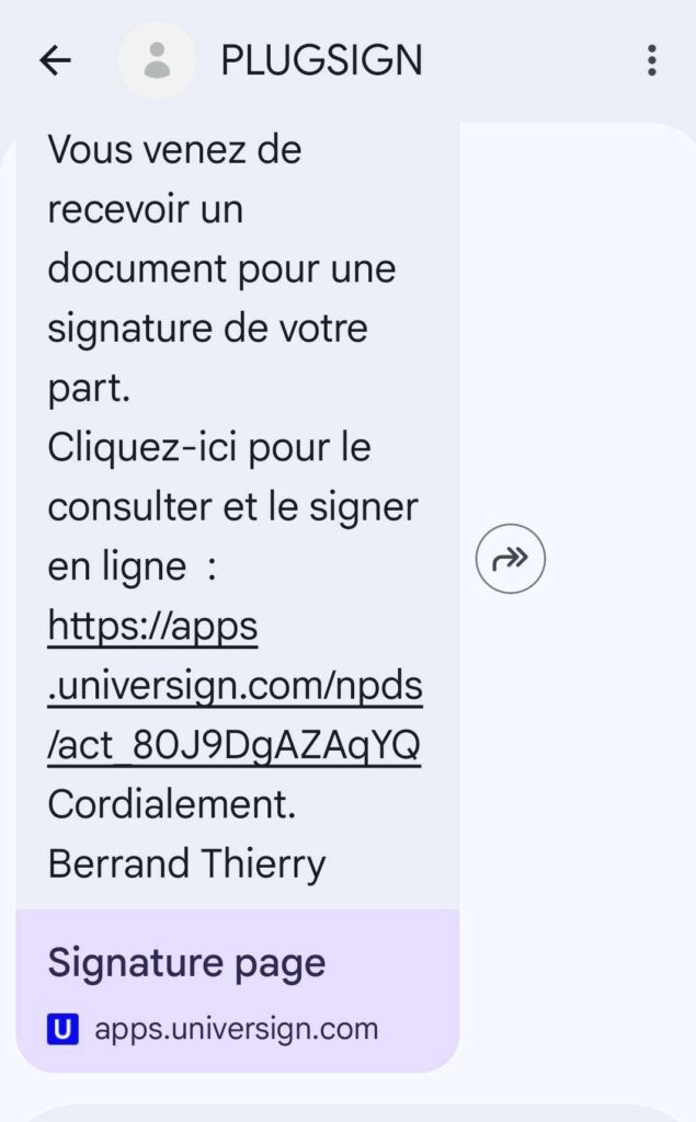 SMS Contrat à signer